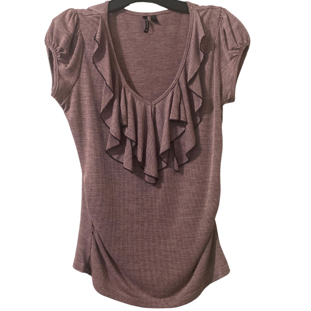HeartSoul Mauve Ruffled V-Neck Blouse
